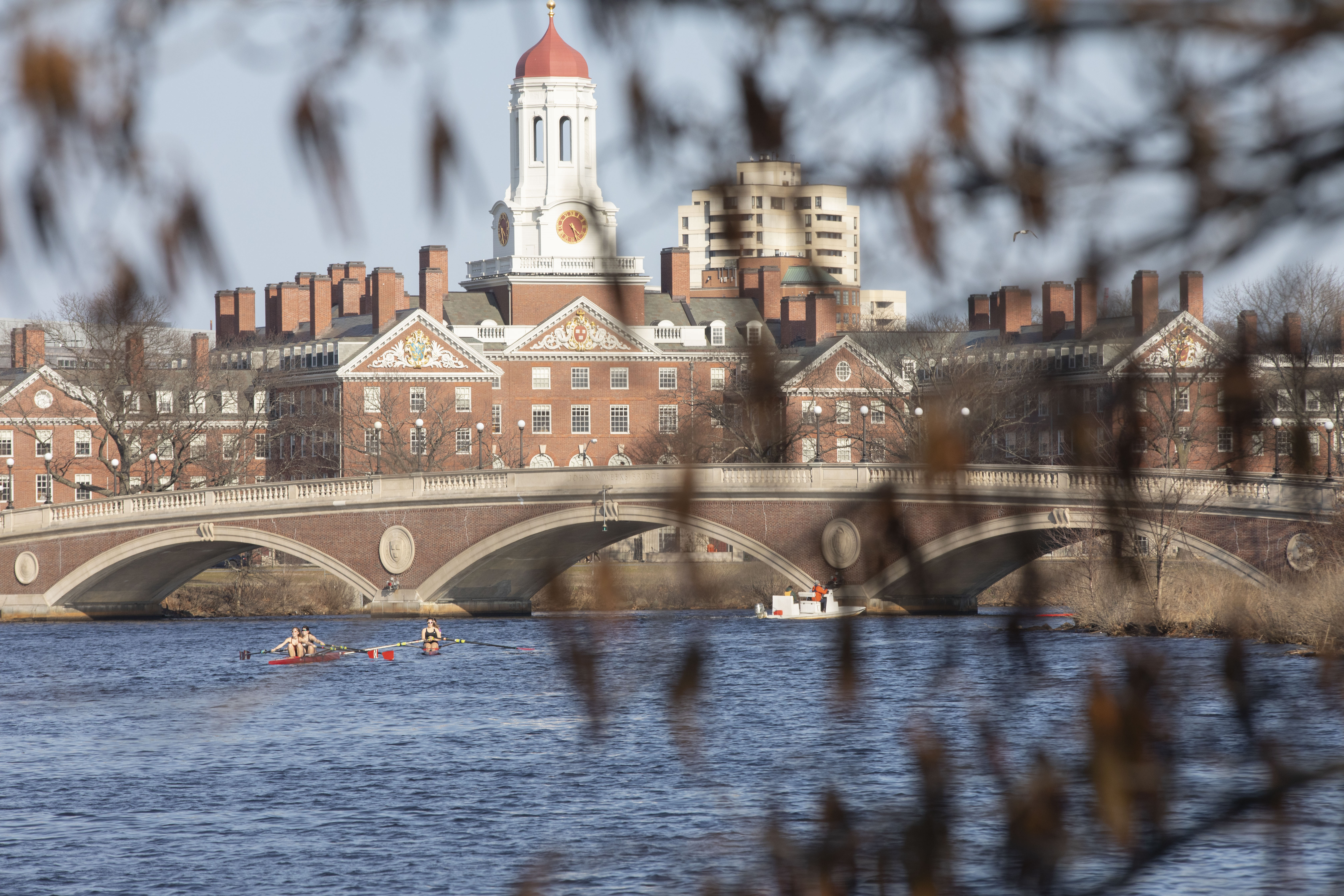 View of Weeks Footbridge from bank of the Charles River