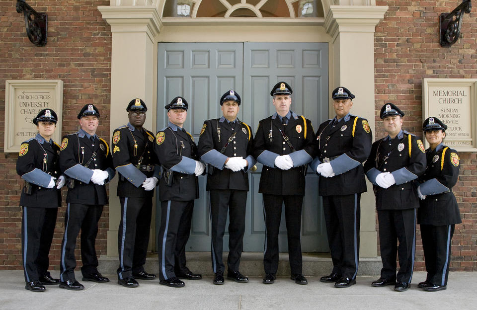 HUPD Honor Guard in front of Memorial Church